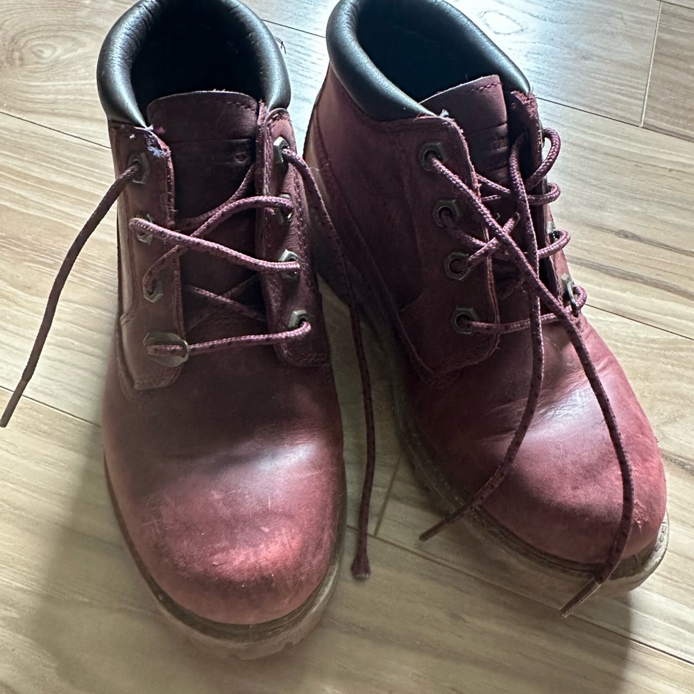 Timberland Burgundy Lace-Up Boots